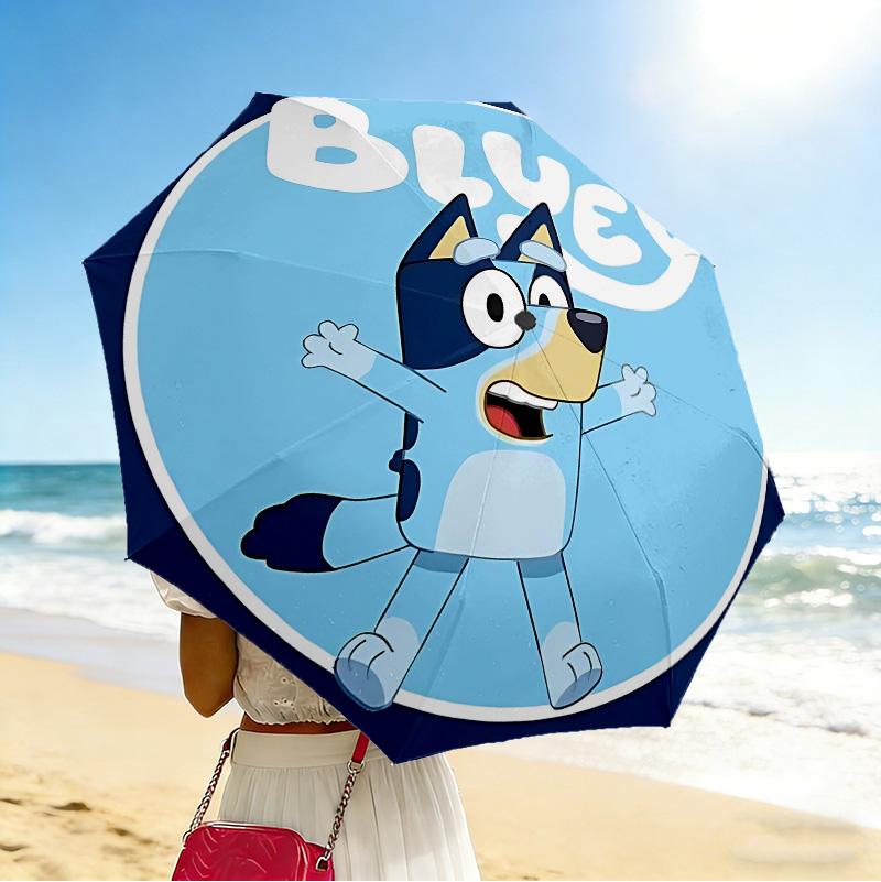 Bluey Adventure 8 Ribs 3Fold Black Glue Uv Protection Umbrella Sun Protection Rainproof Compact Folding Umbrella For Travel Daily Use C923889
