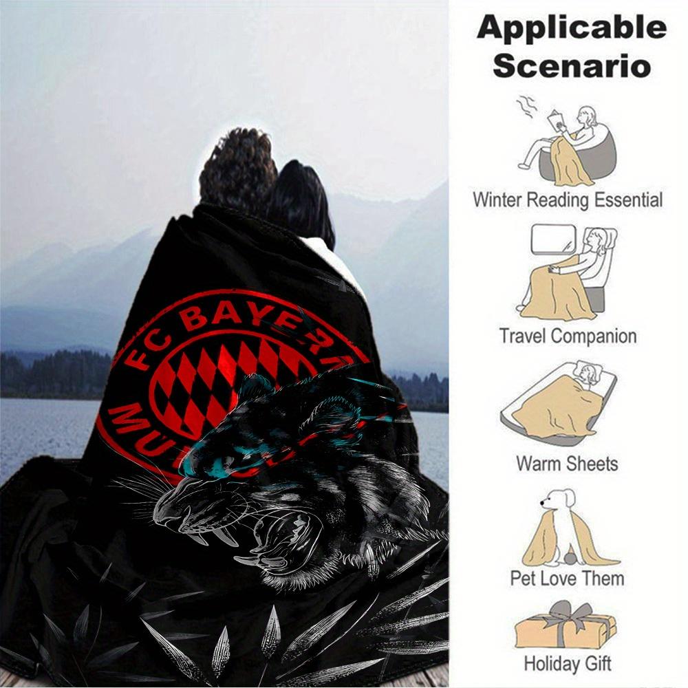 1pc Flannel Blanket, Panther,Bayern,Roar Pattern Printed Blanket, Sofa Bed Sofa Car Office Camping Travel Warm And Comfortable Soft Blanket,