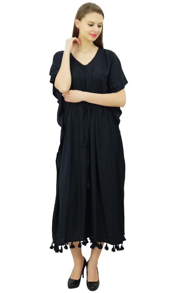 Bimba Женский длинный макси кимоно кафтан вискозный ночной халат с кисточками и завязками