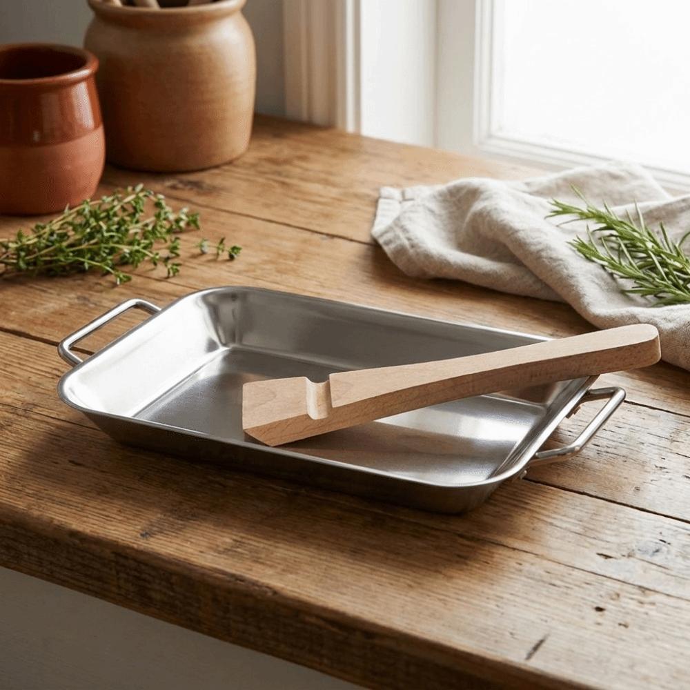 Non-Stick Stainless Steel Roast Meat Dish Heat-Resistant Oven Tray Barbecue Dish Outdoor Grilling