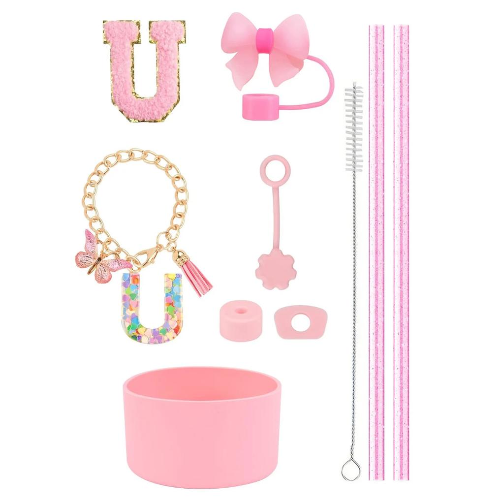 Набор из 10 аксессуаров для стакана Stanley 30 унций 40 унций: крышка для соломинки, крышка, чехол, стоппер от проливания, брелок с буквой, наклейка