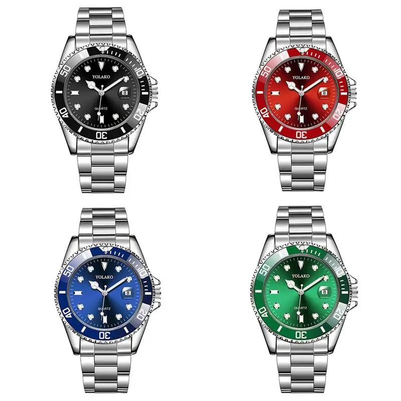 Luxury Classic Men Watches Men Fashion Military Sport Watches YOLAKO Stainless Steel Date Analog Quartz Watch Reloj Hombre