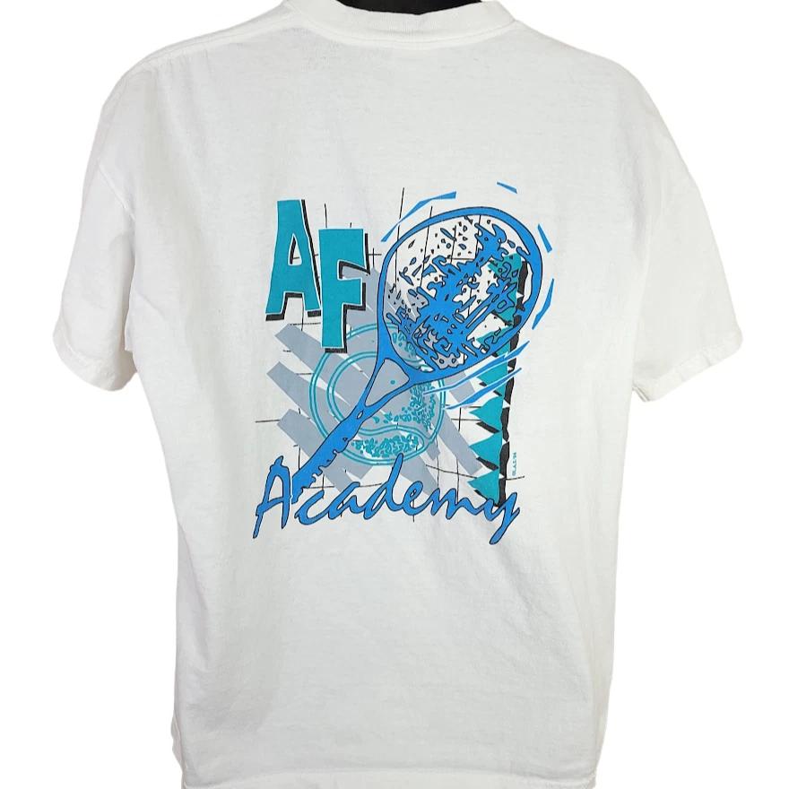 Vintage Air Force Academy Tennis 100% Cotton T-shirt Mens Tees Top Mens Size XL 90s Military Made In USA