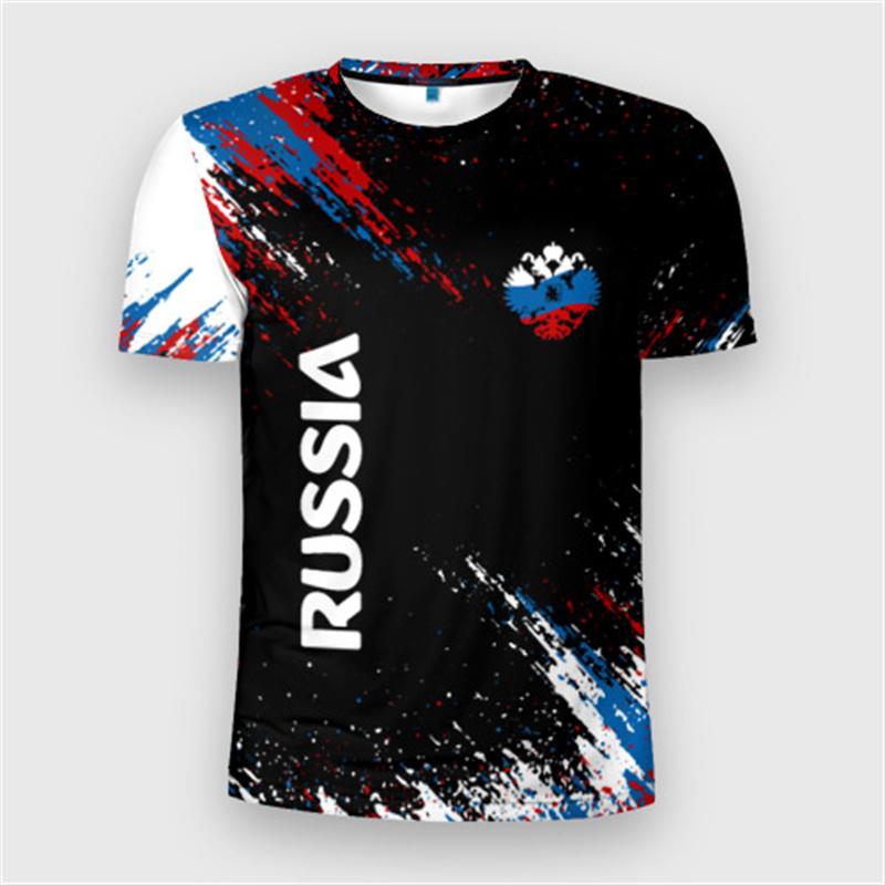 Модная футболка с нашивкой флага России для мужской одежды, футболка с коротким рукавом, 3D-принт, крутой узор, уличный тренд, мужская футболка, топ