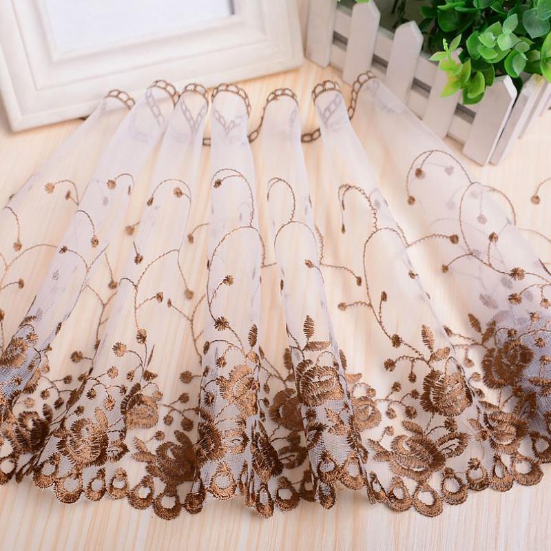25 см вышитое кружево изысканная юбка для штор своими руками сетчатая марля 15 ярдов розовые цветы листья для бахромы шторы отделка декор