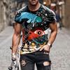 Men Spring Summer Casual Slim 3D Printed Short Sleeve T Shirt Top Blouse