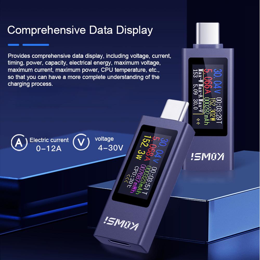 Type C Cellphone Charging Tester PD Direct Current Voltmeter Aluminum Alloy Housing Power Meter Support 4 30V Voltage 0