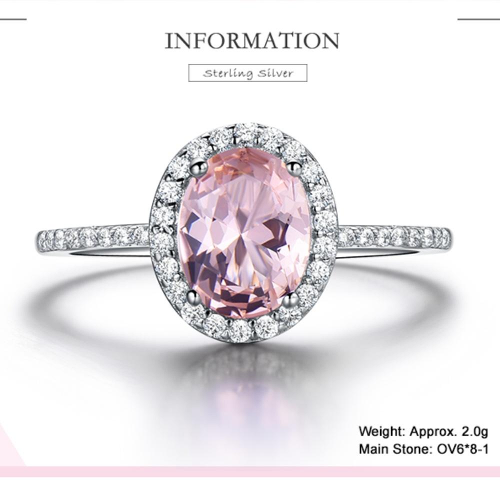 Овальный розовый нано морганит из настоящего стерлингового серебра 925 пробы для женщин серьги кольца ювелирные изделия комплект