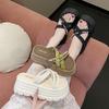 Sandals Fashion Casual Thick-soled Medium Heel 2025 Slippers Women's Outer Wear New Small Height Increase Summer Pearl Lazy