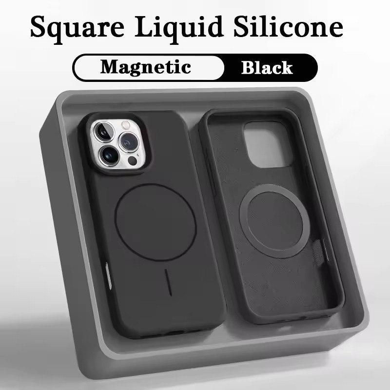 2025 Liquid Silicone Magnetic Case For iPhone 16 15 14 11 12 13 Pro Max Plus Wireless Charging Soft Cover