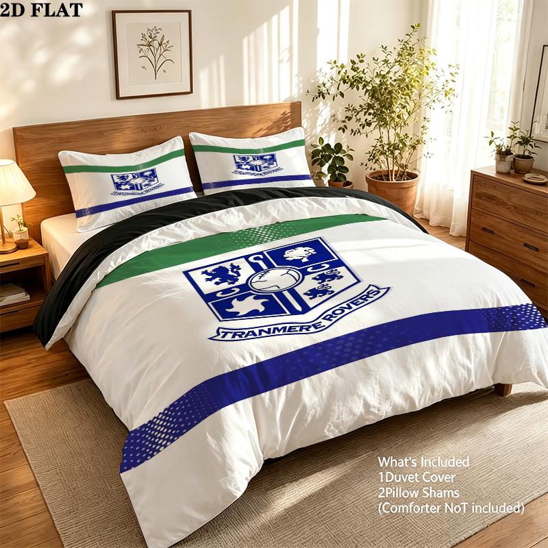 Tranmere Rovers FC Pattern Bedding uilt Set uilt Cover Pillowcase Home Decoration Birthday Gift (1 * duvet cover + 2 * pillowcase without core)