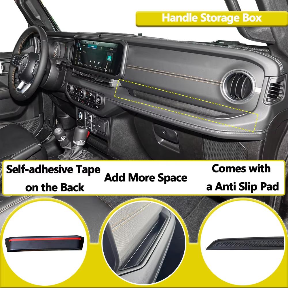JOT2 Front Passenger Handle Grab Tray Storage Organizer for Jeep Wrangler JL Gladiator JT 4XE Rubicon 2024-2026 Inner Car Accessories