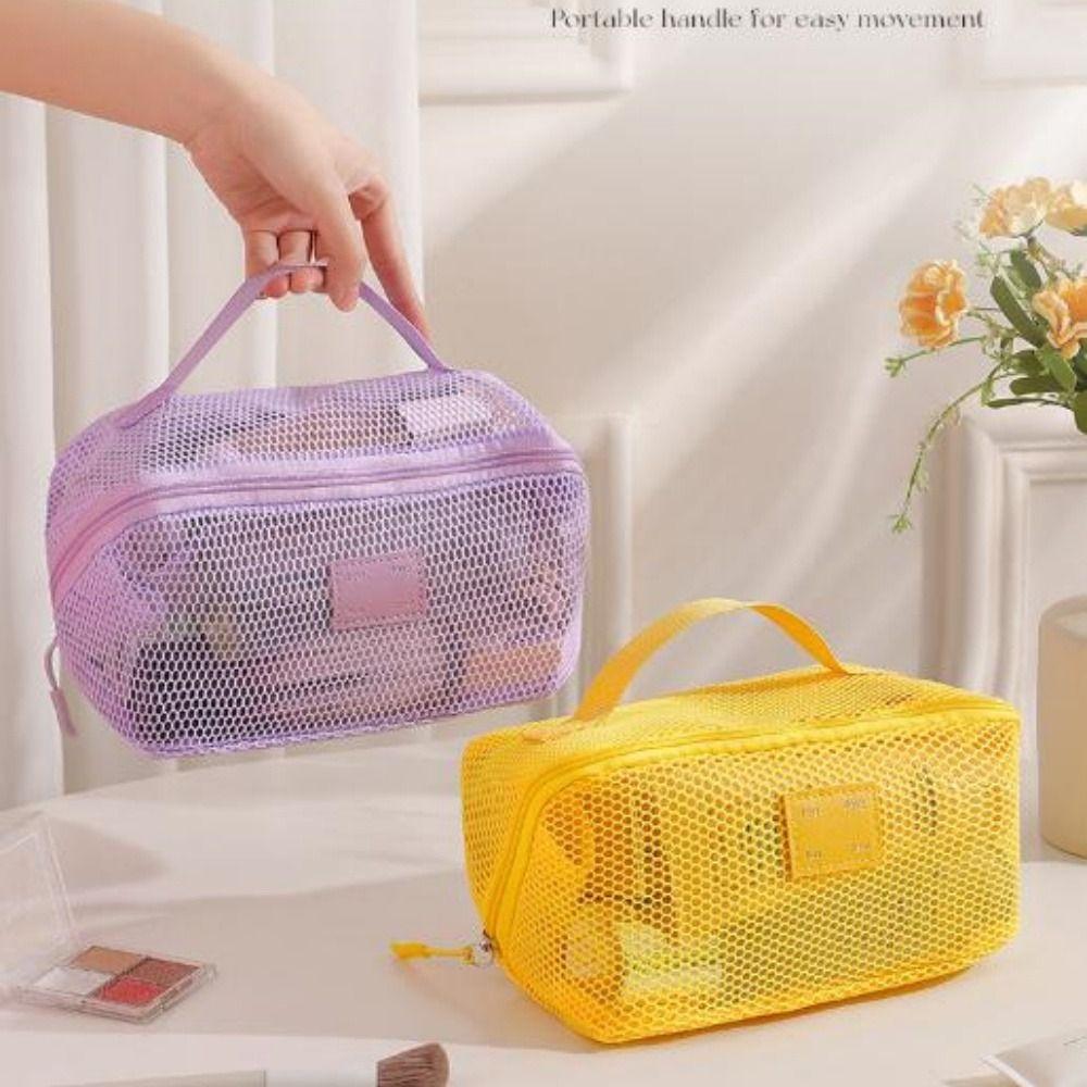 High Quality Transparent Mesh Makeup Bag 10 Colors Portable Women Cosmetic Storage Pouch Multifunction Lipstick Organizer Bags