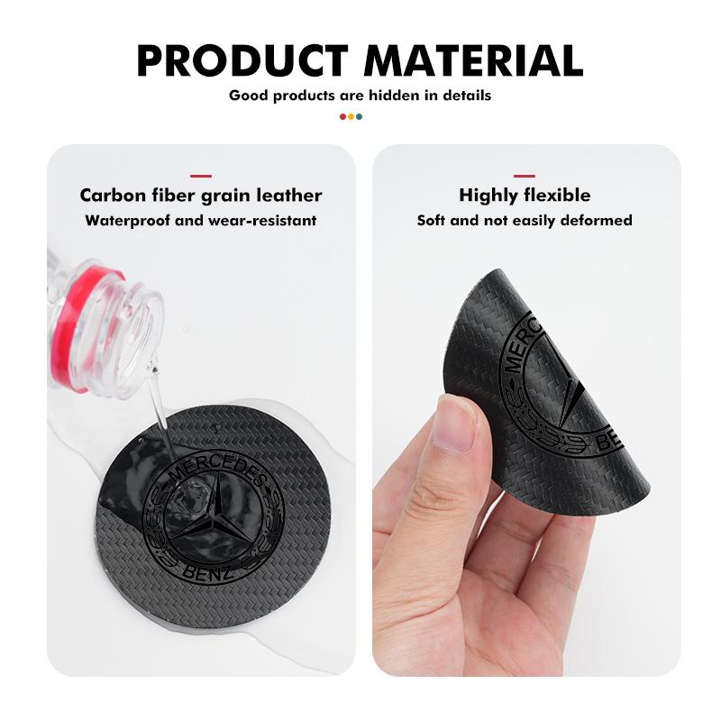 AABGX1 For Benz Car Logo Carbon Fiber Water Cup Pad Bottle Holders Anti Slip Mat Accessories AMG CLA CLS C180 C200 W204 W205 Exclusive