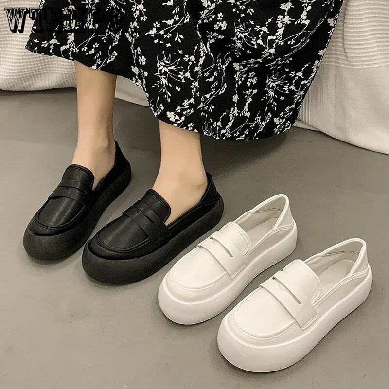 WTEMPO Women's Flat Shoes Elegant Temperament Soft Sole Round Toe Flat Heel Thick Sole Breathable Non Slip Comfortable Spring and Autumn Single Shoes