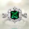 Seiko Deluxe Grandmother Green Princess Square Zircon Wedding Ring, Fashion Ladies Engagement Ring