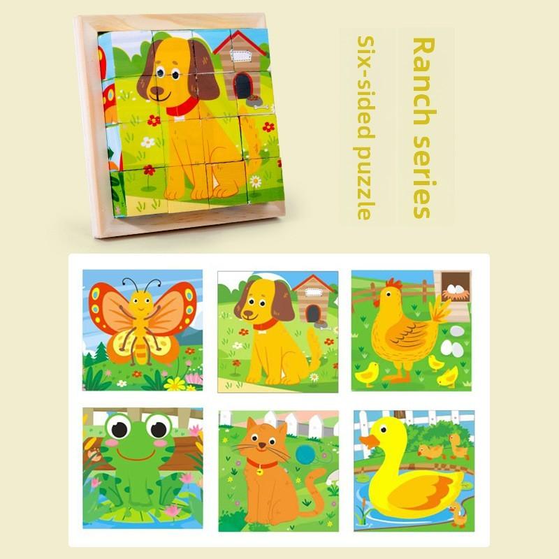 Деревянные 3D Гексаэдральные Пазл Блоки Для Малышей Развивающая Игрушка Подарок Для Детей