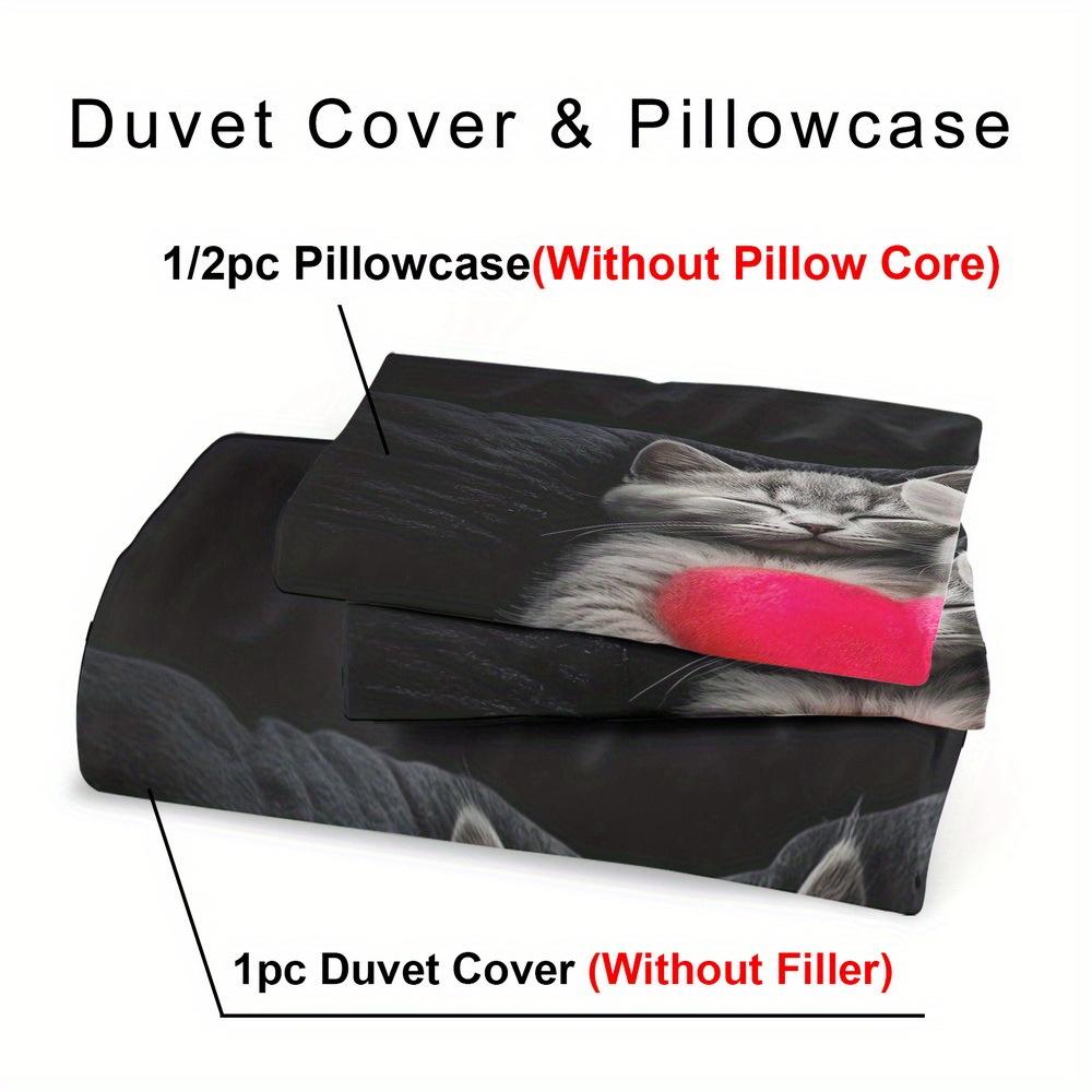 Романтичный и Любящий Принт Кота Комплект Пододеяльника Королевский Королевский Стиль Постельное Белье Подарок на День Рождения (Включает 1 пододеяльник + 1/2 наволочки)