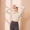 Women's Autumn and Winter Short Waistless Fitness Long Sleeve Simple Seamless Sports Yoga T-Shirt