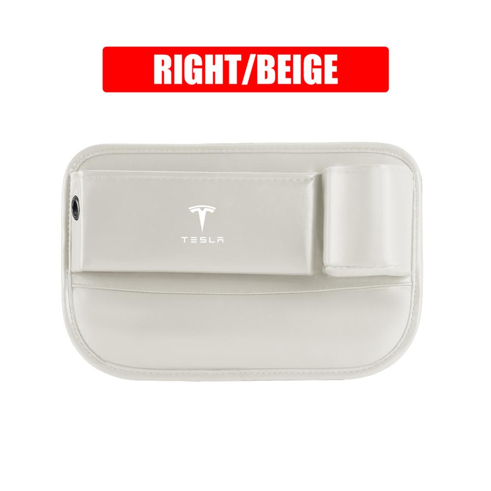 ELSUM1 1pc PU Leather Car Seat Gap Bag Console Crevice Filler Side Storage Box Valver Cap For Tesla Model 3 Y S Roadster Coil WYE