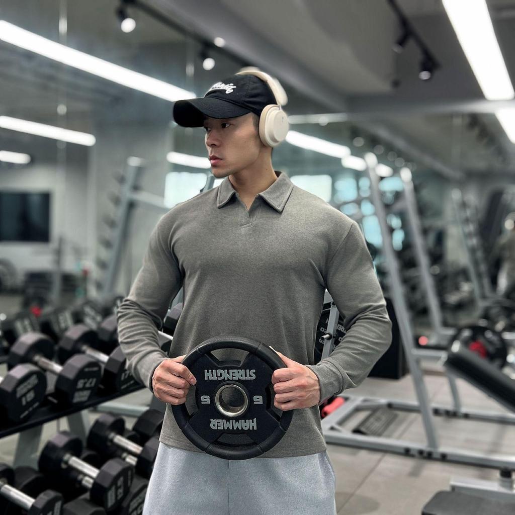 Мужской Тяжелый Двусторонний Теплосберегающий Приталенный Базовый Слой на Молнии с Длинным Рукавом Высокой Эластичности для Фитнеса Осень/Зима.