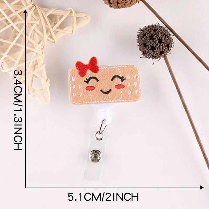 Creative Embroidery Badge Reels for Nurses Doctors Cute Smiling Face Embroidery Work Card Holder Hospital Supplies