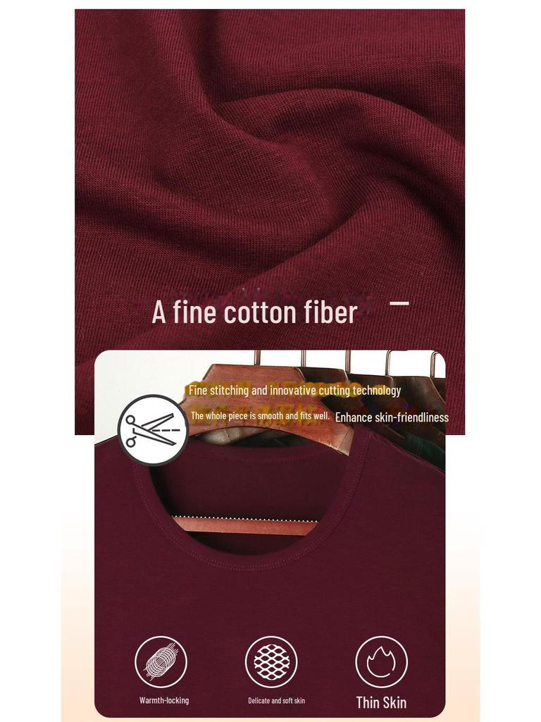 Мужской комплект термобелья из чистого хлопка с круглым вырезом - легкая, дышащая осенняя нижняя одежда