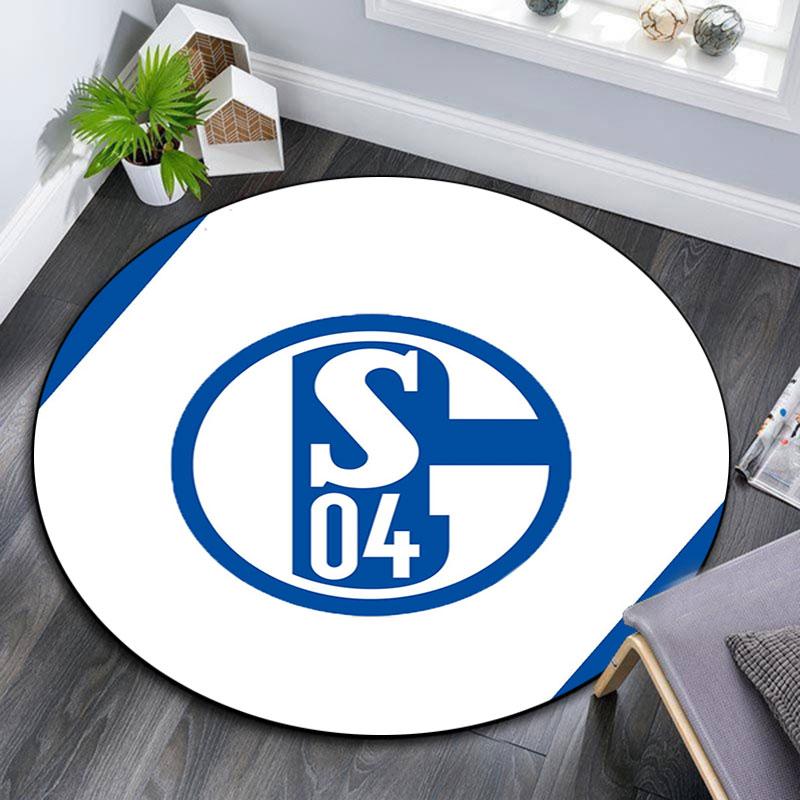 FC Schalke 04 pattern round rug,Carpet Rug for Living Room Bedroom Playroom ,Non-slip Floor Mat,Holiday Gifts and Birthday Gifts.