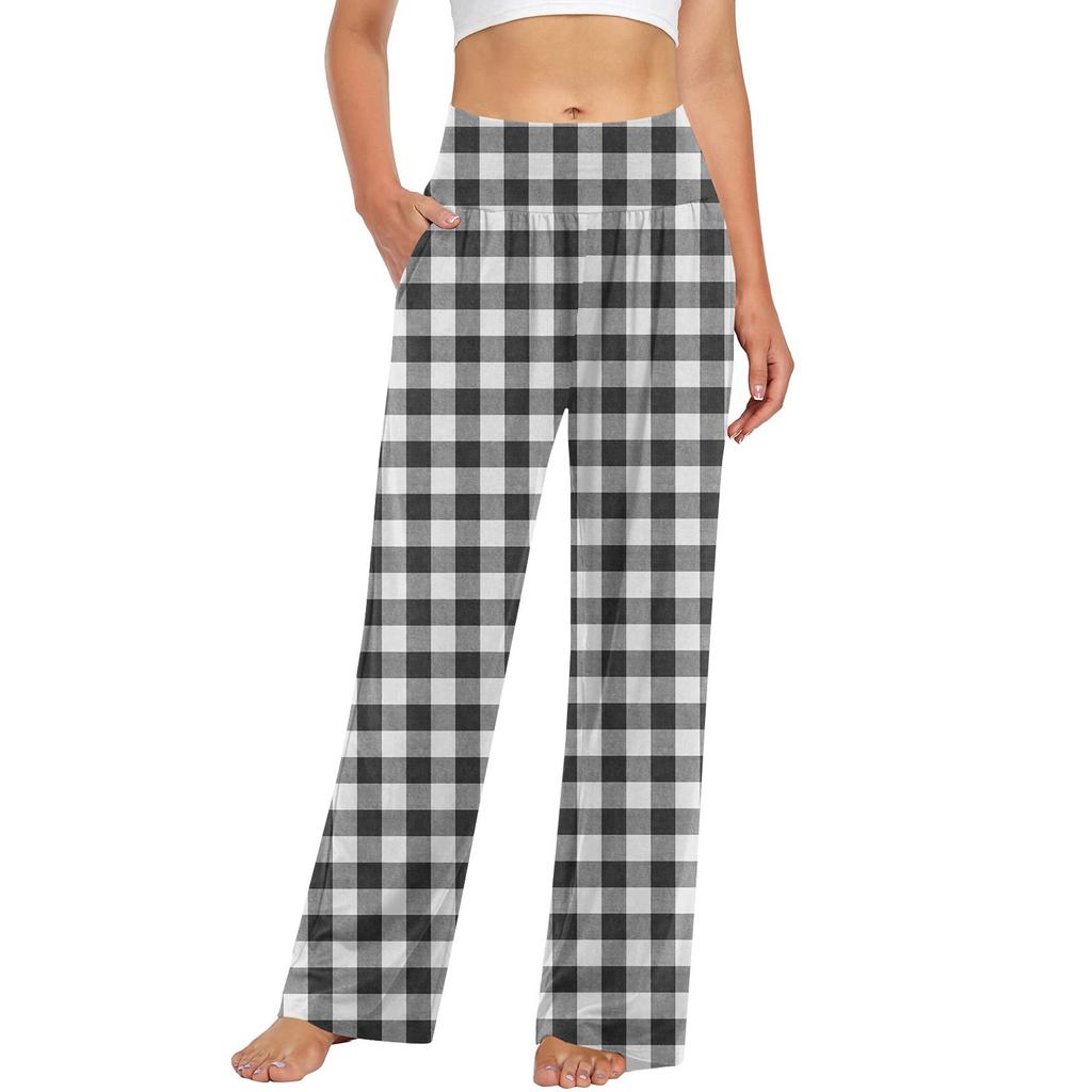 Женские повседневные модные брюки с клетчатым принтом Повседневные брюки