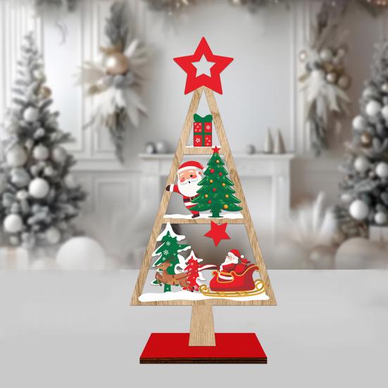 Christmas Ornament Santa Claus Snowman Elk Wooden Tree Desktop Decoration Festive Atmosphere Party Decor