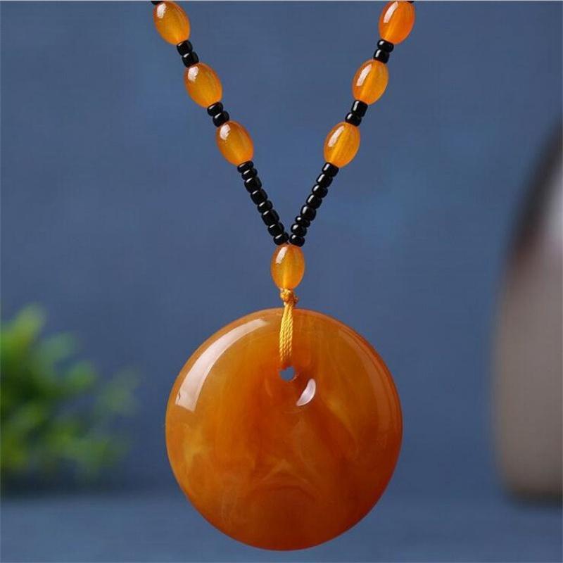 Подвеска из старого воска и пчелиного воска, ожерелье в этническом стиле, женское длинное ожерелье с каплями воды, винтажная янтарная цепочка для свитера, кулон, универсальные аксессуары