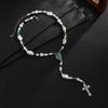 SHIXIN Hiphop Punk Jesus Cross Pendant Necklace for Men Simple Inlay Acrylic Crystal Y Shape Clavicle Chain Party Jewelry Gifts