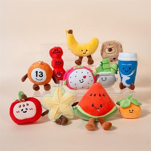 Creative Fruit Pendant Watermelon Durian Plush Toy Cute Fruit Keychain Bag Pendant Doll Back