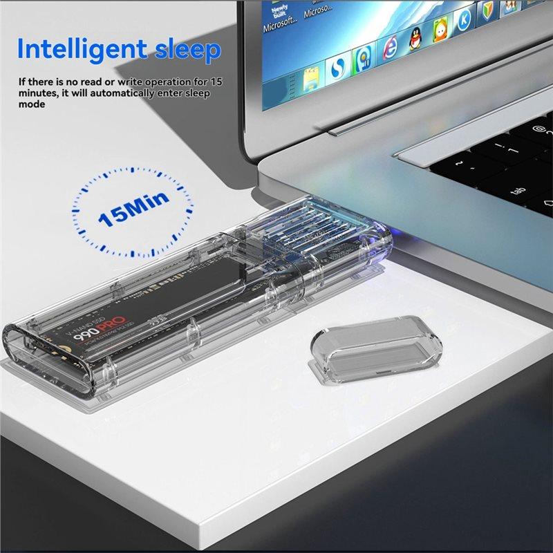 ABUO-Съемный корпус для M.2 NVMe SSD, внешний адаптер M.2 на Type-A USB3.2, кейс для NVMe SSD, аксессуары для ноутбука, прозрачный черный