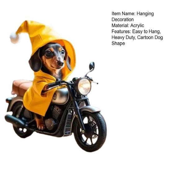 Мотоцикл собака акриловые подвесные украшения для дома комнатная рождественская елка зеркало заднего вида автомобиля 2D плоский желтый балахон езда щенок подвесные украшения