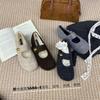 2025 Heightening French Retro Mary Jane Autumn and Winter Word with Grandma Shoes Internet Celebrity Light Mouth Fluffy Shoes