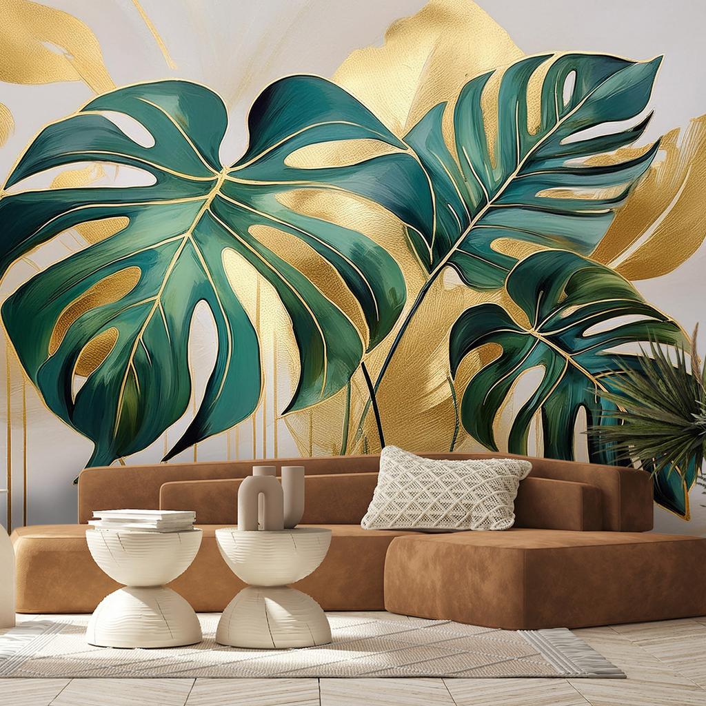 Wallpaper Tropical Monstera Leaves