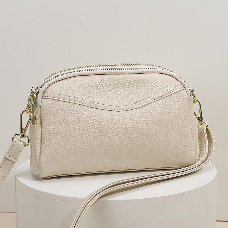 Сумка через плечо из натуральной кожи для женщин, двойная молния, маленькие сумки, простая сумка