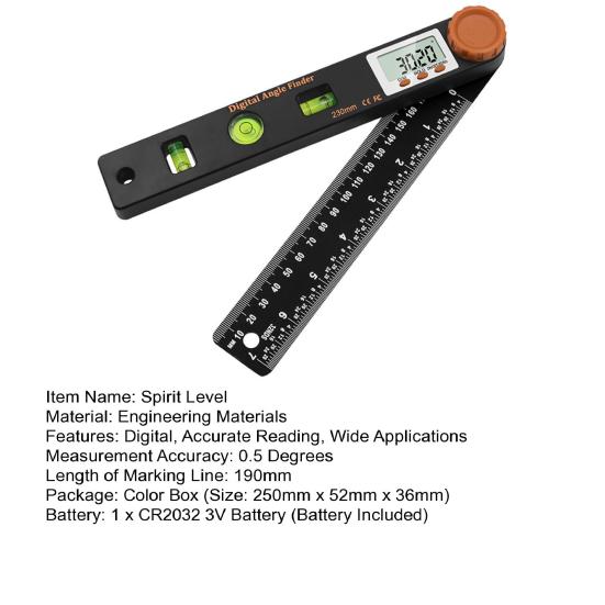 Высокоточный ЖК-дисплей спиртового уровня 4 в 1, цифровой угловой измеритель уровня, аксессуары для дома