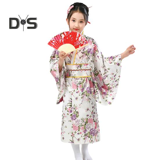1 комплект японского кимоно с ярким принтом вишни, легко носить, косплей, школьное кимоно для выступлений для девочек