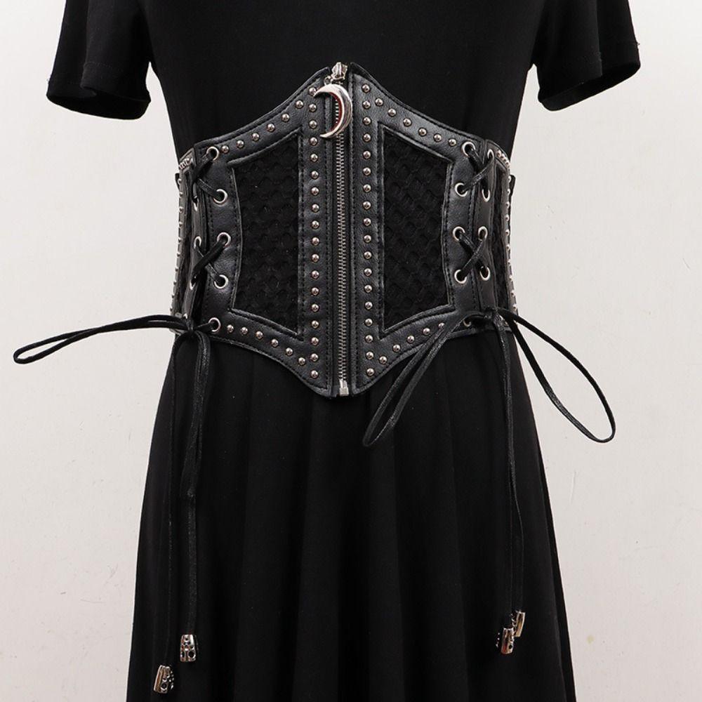Waistband Hollow Corset Belts PU Leather Wide Waist Belt Slimming Leopard Print Cummerbunds Women