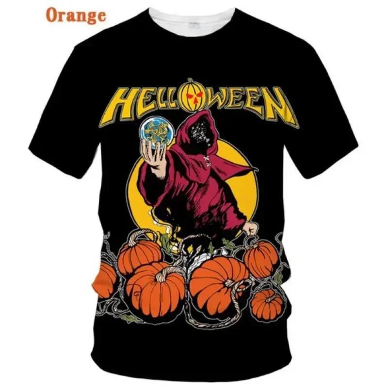 Футболка с 3D-принтом Rock Band Helloween для женщин и мужчин, летняя, с круглым вырезом, коротким рукавом, модная, с графическим рисунком, футболки для косплея