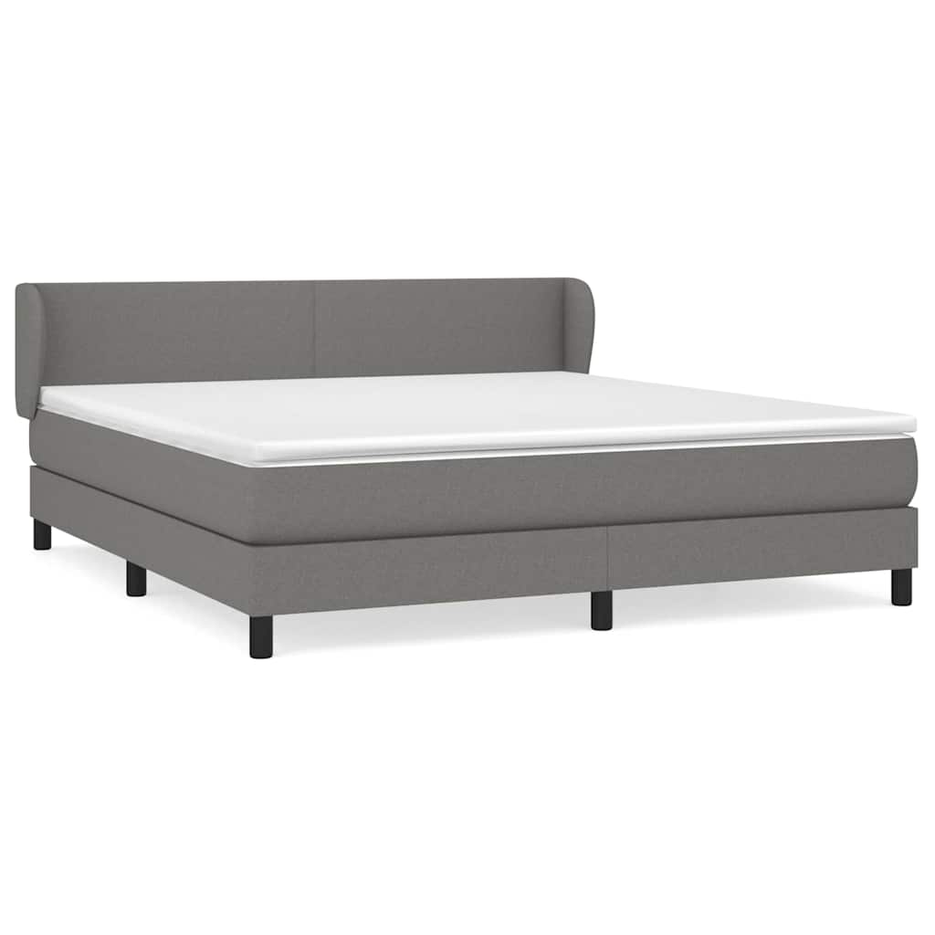 Box Spring Bed with Mattress Dark Grey 160x200 cm Fabric