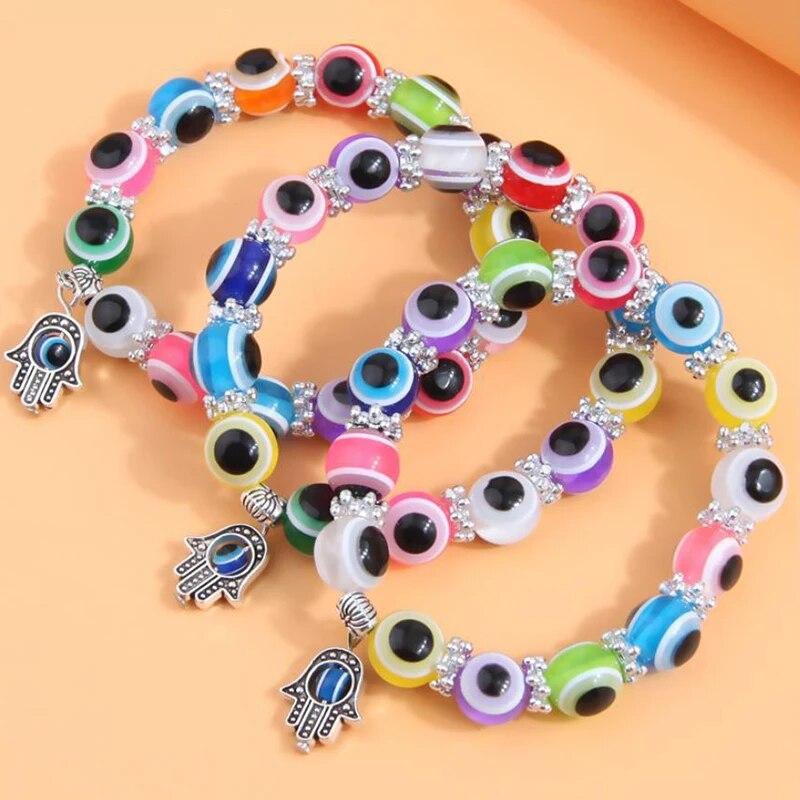 3 шт./компл. многослойные эластичные браслеты в богемном стиле для женщин, винтажные браслеты с бусами в виде глаз, женский браслет в стиле бохо, очаровательные ювелирные изделия, подарки