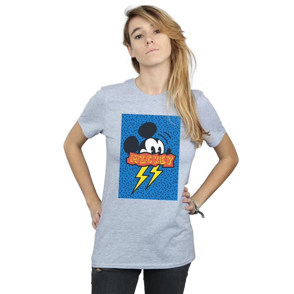 Disney Womens/Ladies Mickey Mouse 90s Flash Cotton Boyfriend T-Shirt