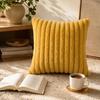 Imitation Rabbit Fur Pillowcase, Soft Plush Vertical Strip Design Throw Pillow Case, Decorative Cushion Cover for Sofa Bed Chair