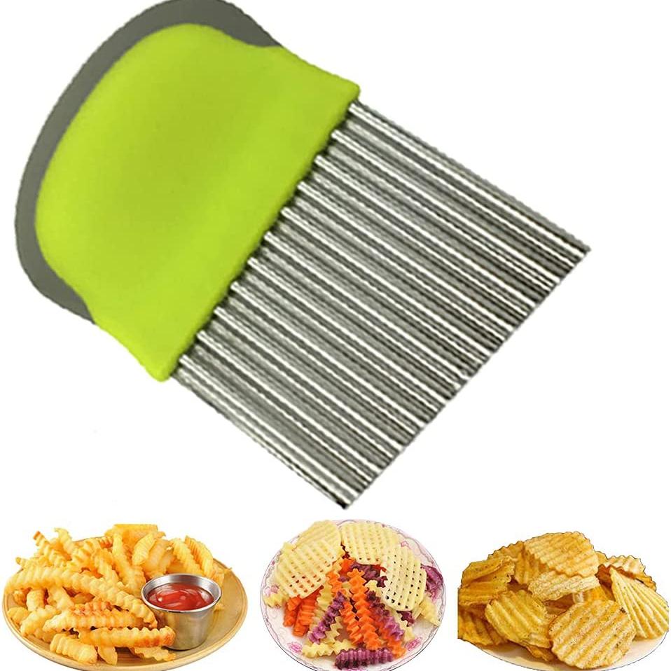 Овощерезка Резак для чипсов Волновой резак для картофеля из нержавеющей стали Картофельный нож для картофеля фри Чипсы Волнистый нож для овощей Фруктовый салат Картофельный волновой нож