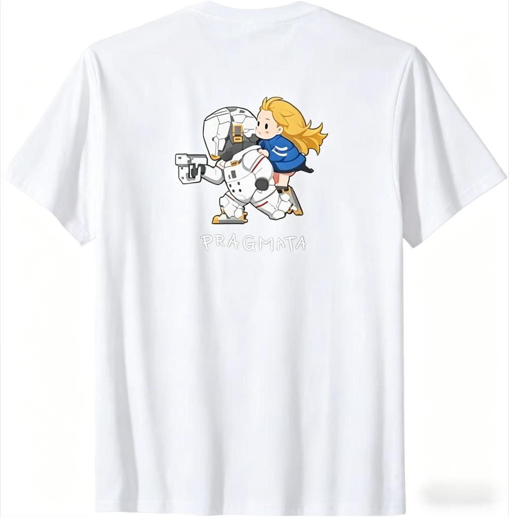 PRAGMATA Action adventure game TShirt 2026 Summer New Diana cute graphics pure Cotton Short sleeves Top Y2K Harajuku shirt