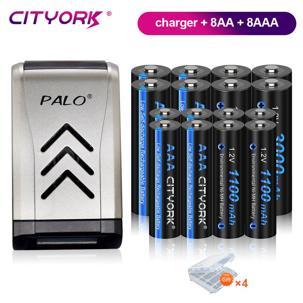 Ni-MH аккумулятор AA+AAA 1,2 В AA AAA NIMH аккумулятор с низким саморазрядом и зарядным устройством 1,2 В AA AAA