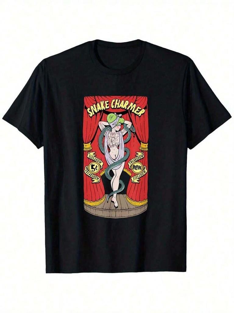 Snake Charmer Freakshow Printed T-Shirt,Unisex's Printed T-Shirt